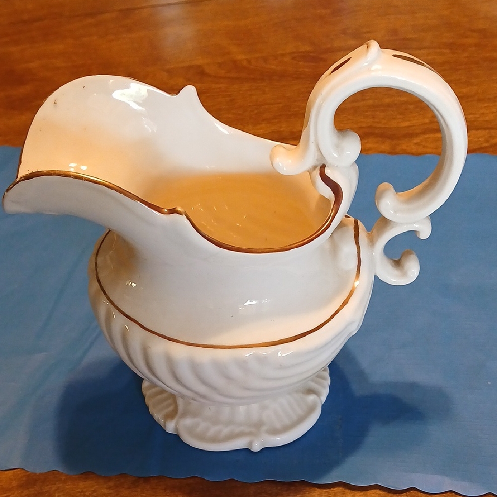 Elegant Cream and Gold Pitcher